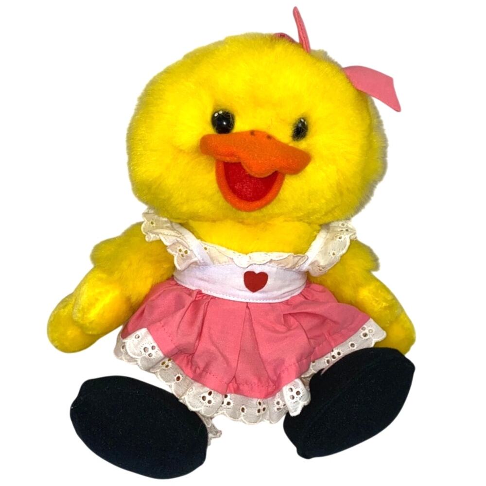 Vintage 1988 Suzy's Zoo Suzy Duck Plush Pink Dress Stuffed Animal Starshine